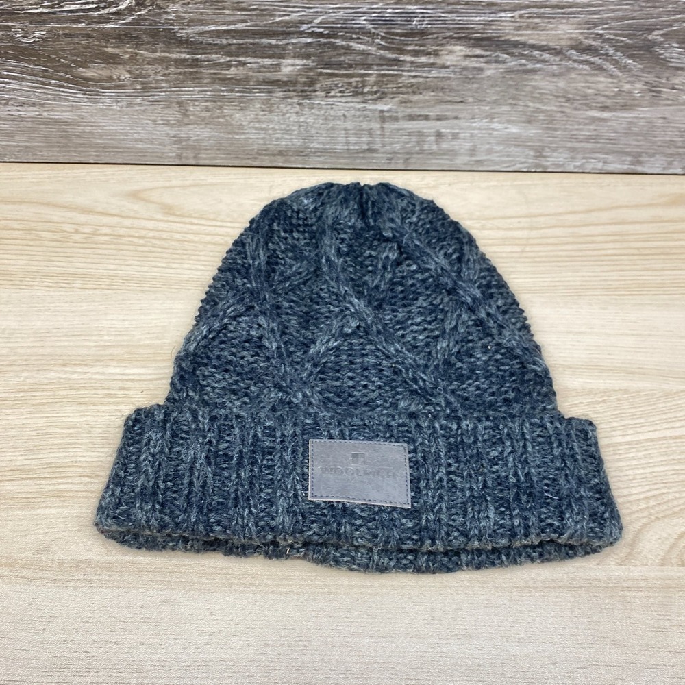 Woolrich Hat Cap Gray Beanie Watch Cap Cable Knit Wool Blend Winter Outdoor Warm
